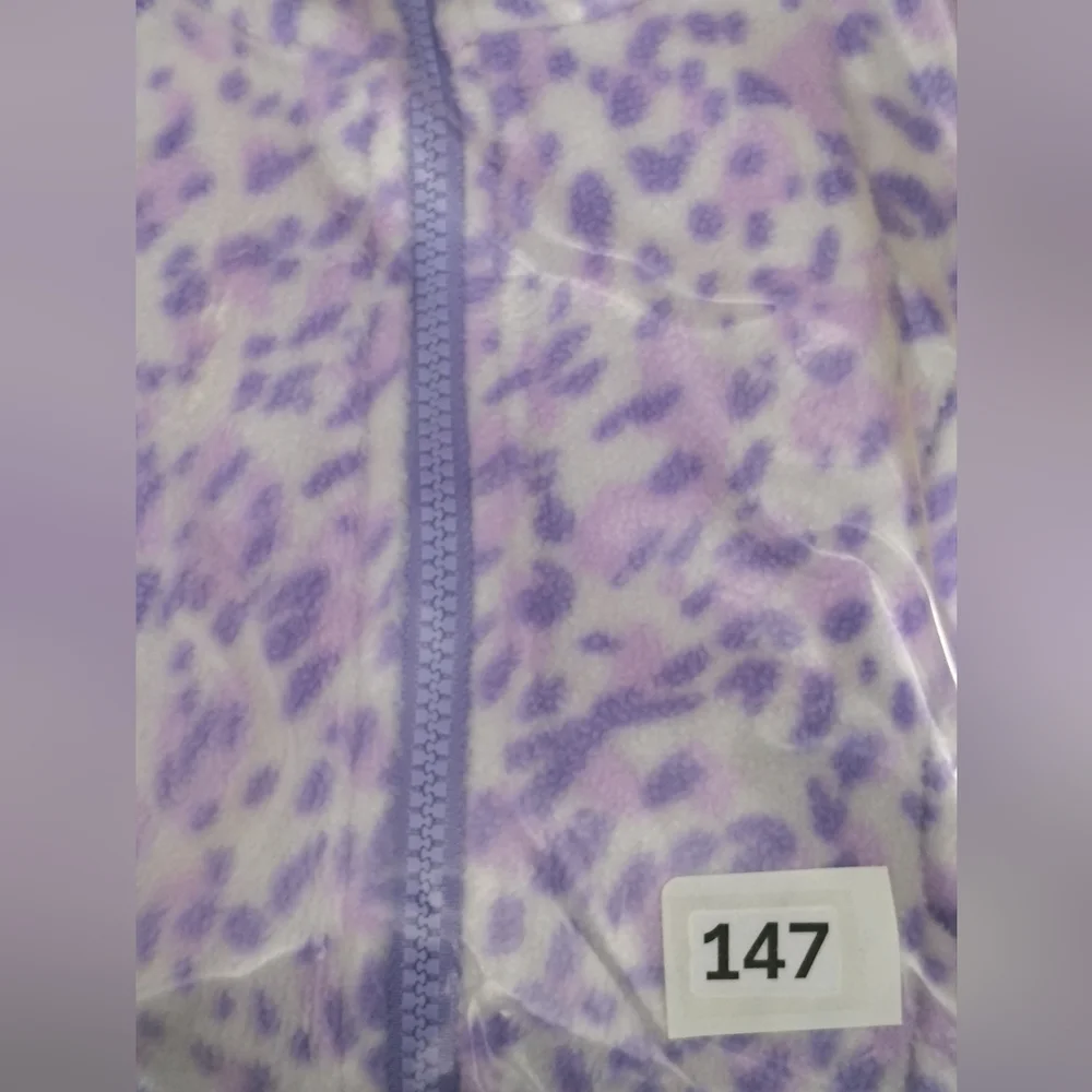 Eddie Bauer Fleece Jacket Girls M 10/12 Leopard Print Full Zip
